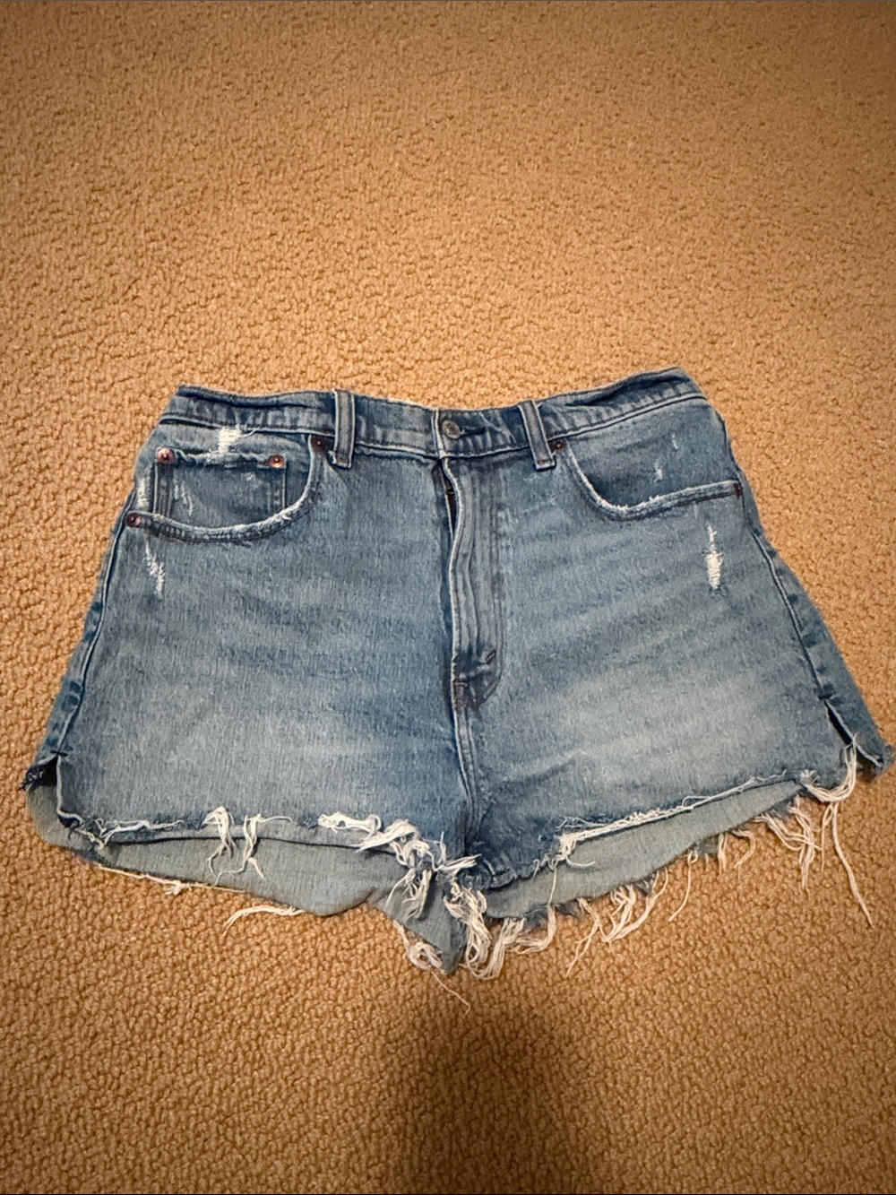 Abercrombie & Fitch Blue Distressed Denim Shorts